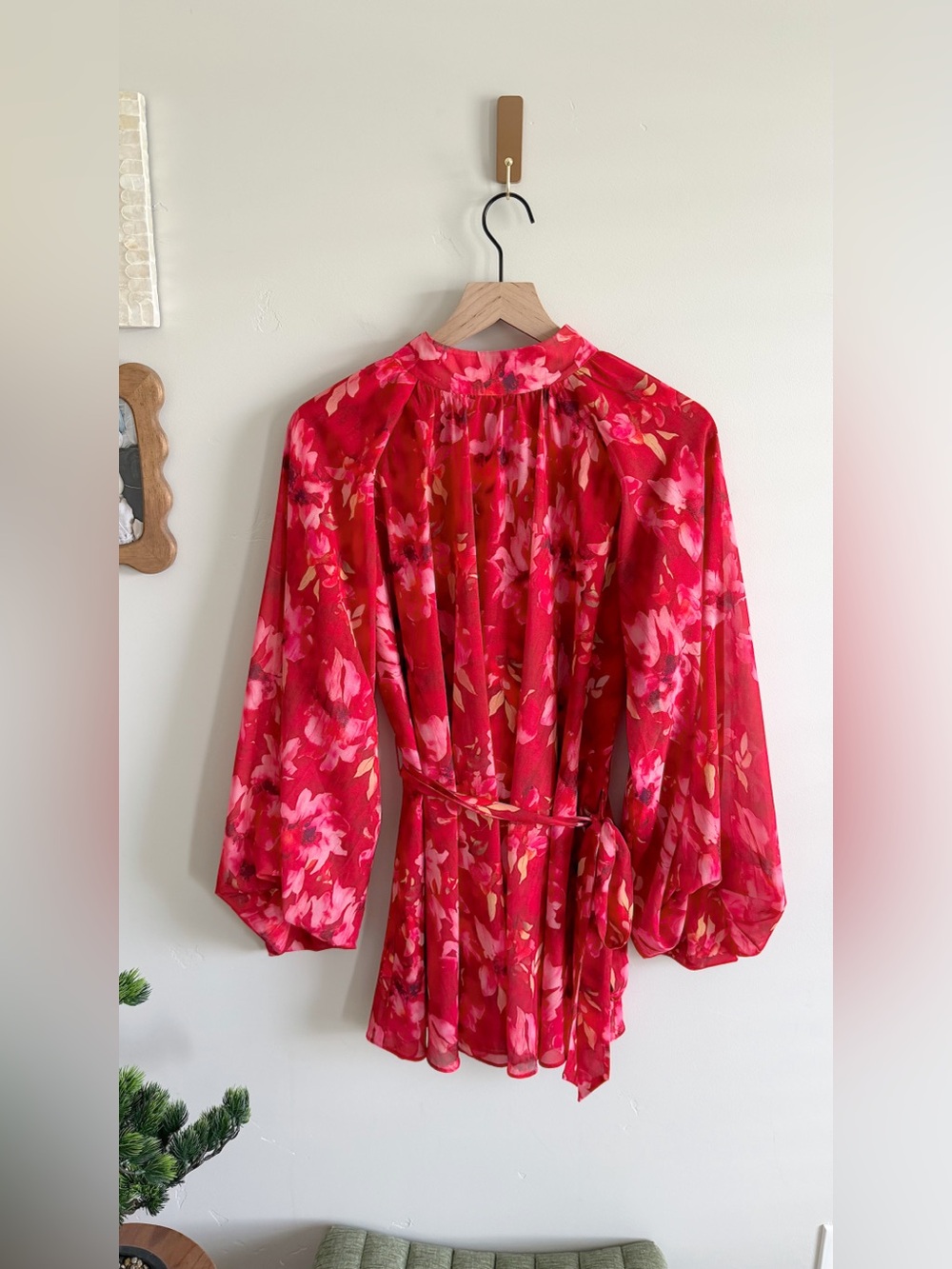 Lulus Lata Red Floral Mock Neck Belted Mini Dress - Picture 7 of 10